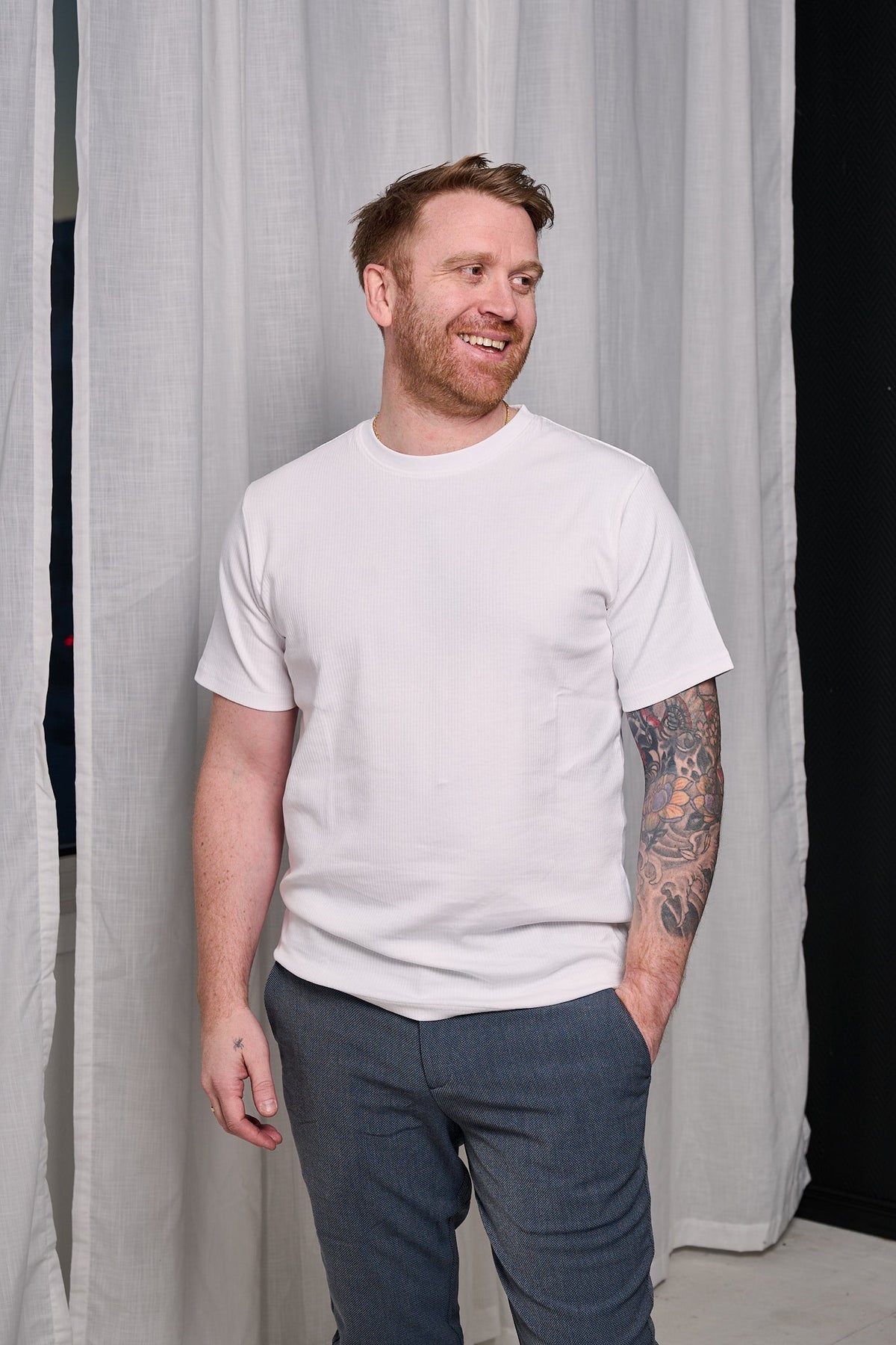 Spencer Rib SS O-Neck Tee Bright White