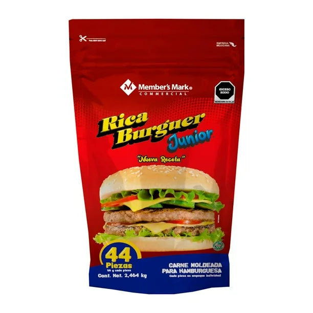 Carne para Hamburguesas Member's Mark Rica Burguer Junior 44 piezas de 56 gr c/u