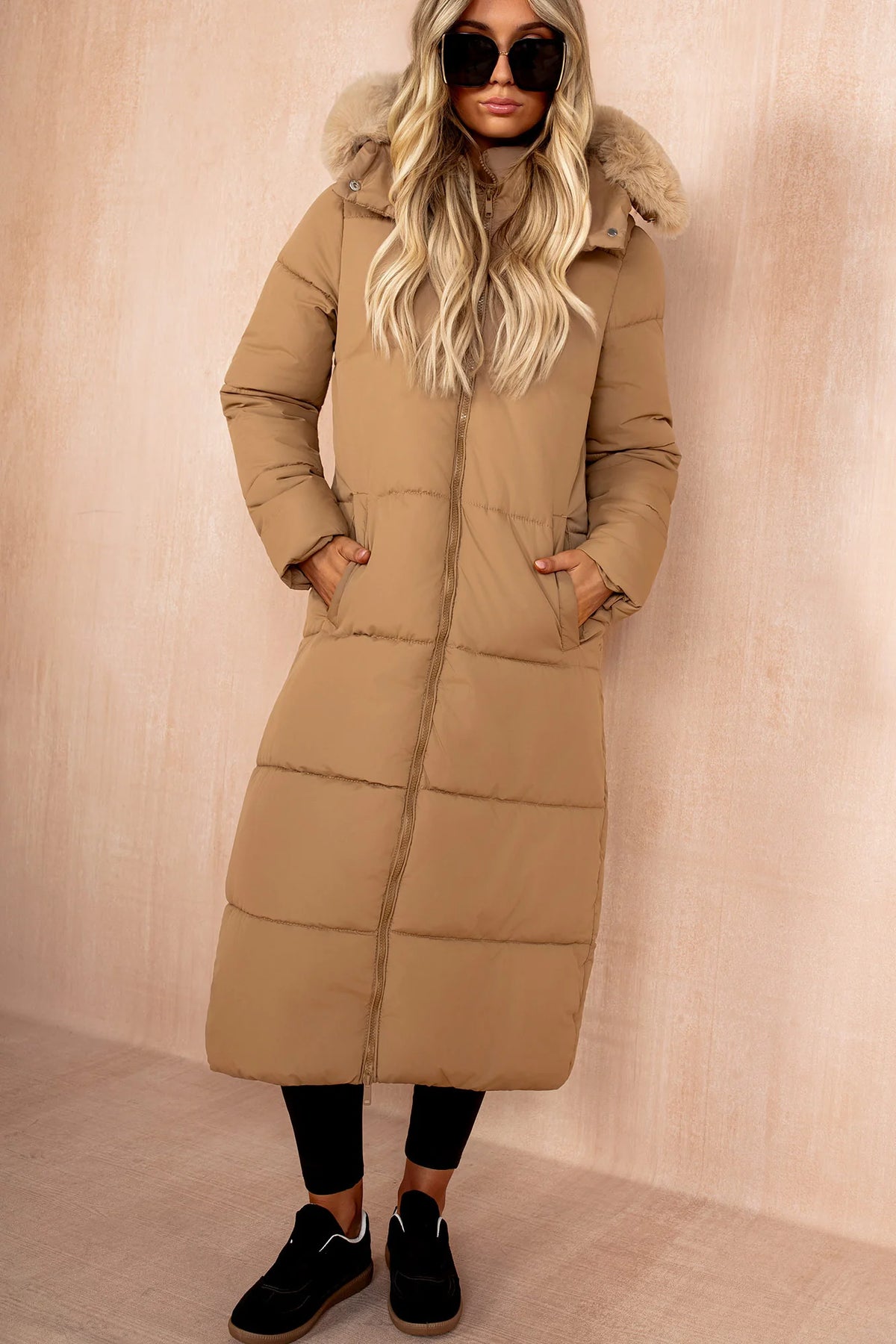 Esther Camel Padded Longline Coat