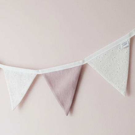 Fanions - Lin rose antique et dentelle
