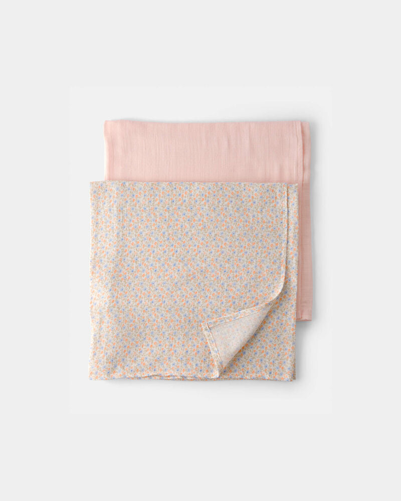 Carter's Baby Girl 2pk Muslin Ditsy Floral Blankets-Multi
