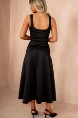 Henley Black Square Neck Scuba Dress