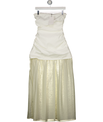 ZARA Ivory White Combination Strapless Midi Dress UK S
