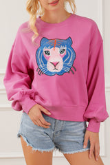 Premium Regina Chic Tiger Embroidered Casual Sweatshirt