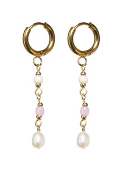 Bonnie Pink Pearl Hoop Earrings