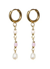 Bonnie Pink Pearl Hoop Earrings