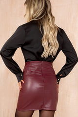 Jolie Black Satin Wrap Bodysuit