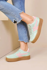 Wren Green Suedette Platform Trainers