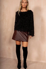 Kenzie Burgundy PU Woven Skirt