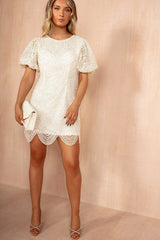 Sabina Cream Pearl Embellished Dress