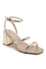 Bella Gold PU Block Heels