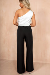Calista Black Belted Wide Leg Trousers