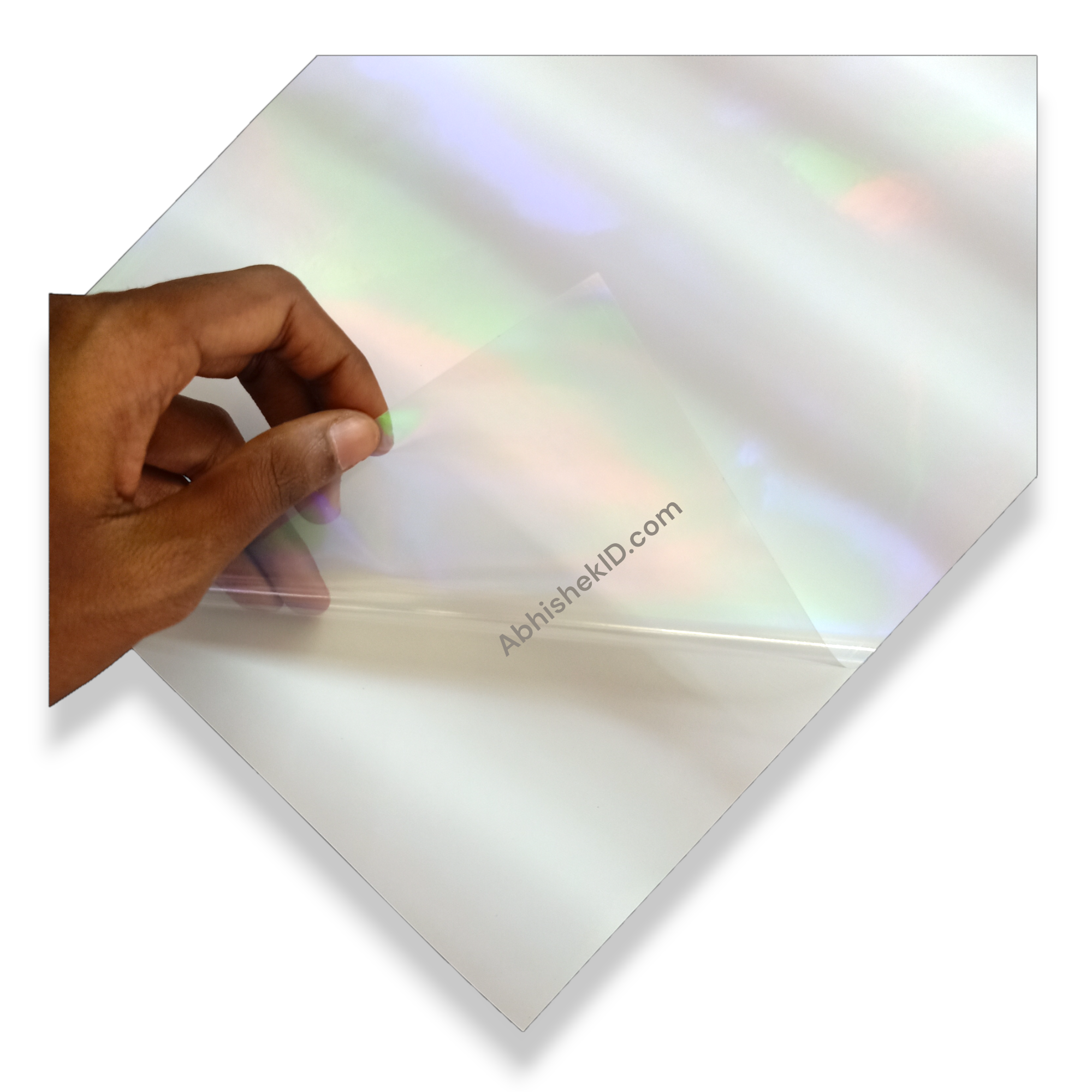 A4 Transparent Rainbow Promojet Sticker for boutique bag branding and customized self-adhesive marketing material production.