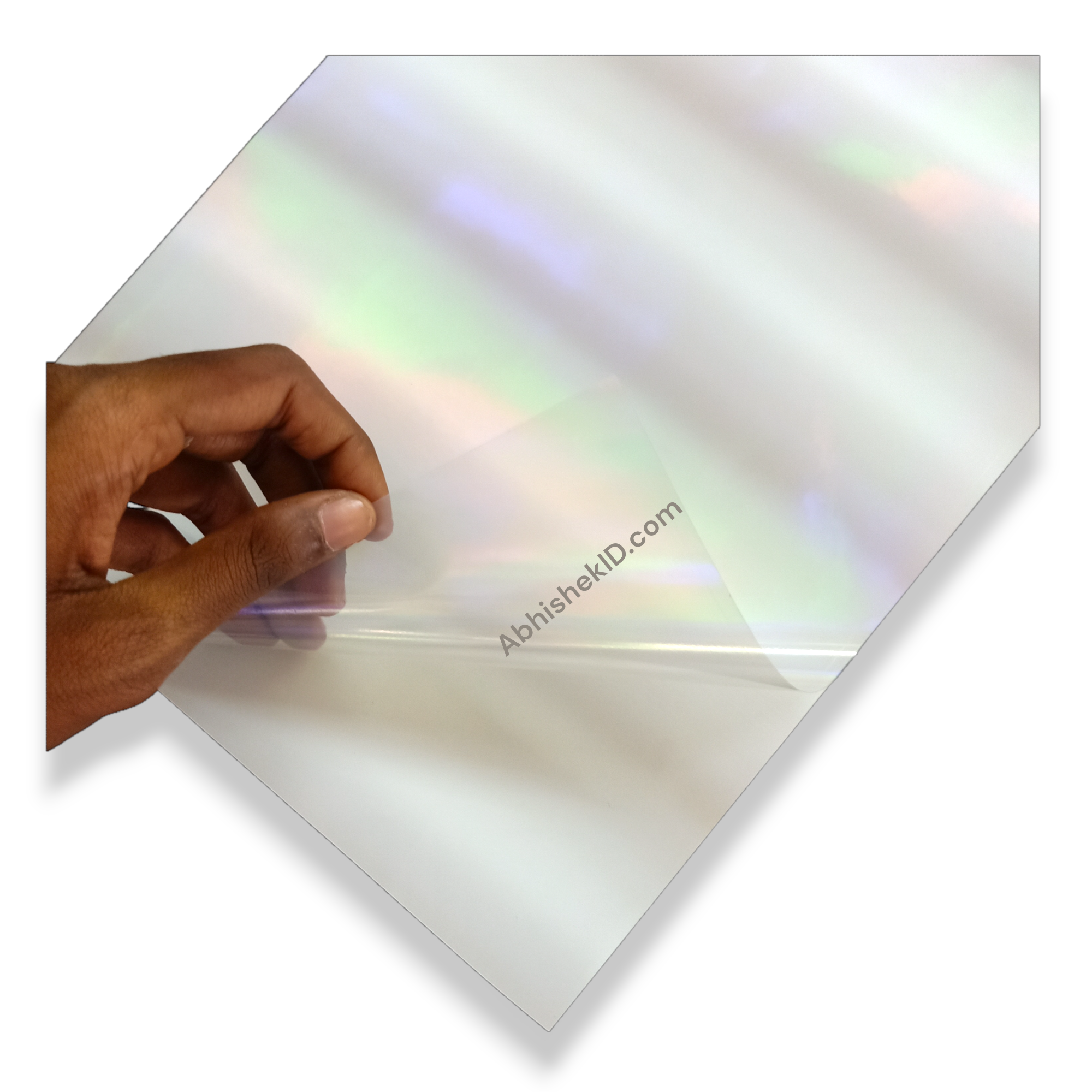 A4 Transparent Rainbow Promojet Sticker for iridescent logo printing and premium corporate gifting packaging solutions.