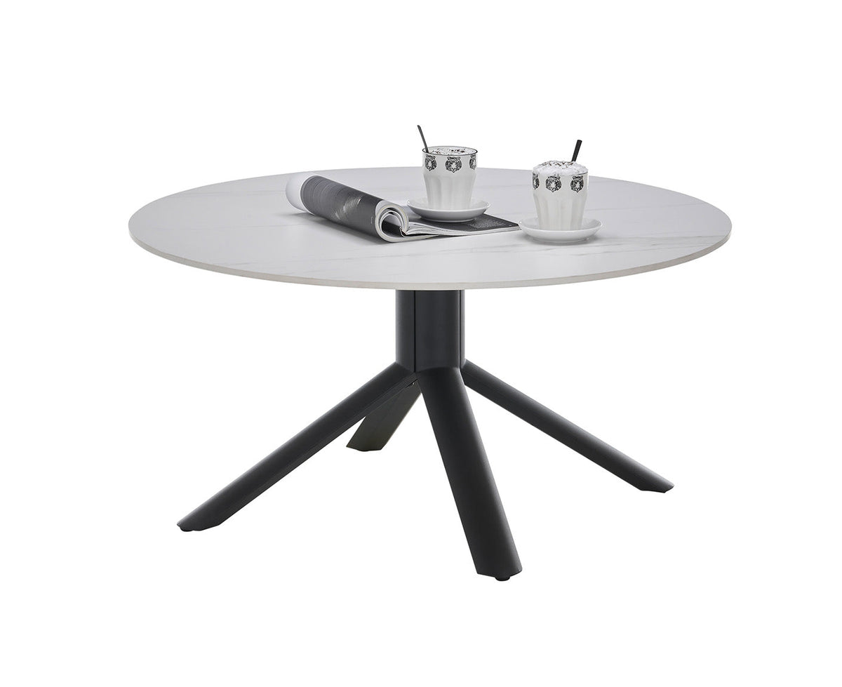 Joanna Couchtisch Ø 90 cm Keramik Weiß / Schwarz