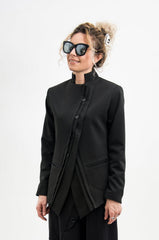 Asymmetrical Black Suit Jacket Women