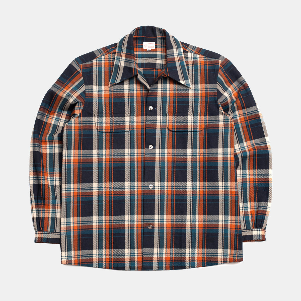 Cotton Sports Shirt Orange/Blue Check