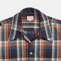 Cotton Sports Shirt Orange/Blue Check