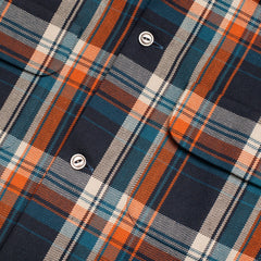 Cotton Sports Shirt Orange/Blue Check