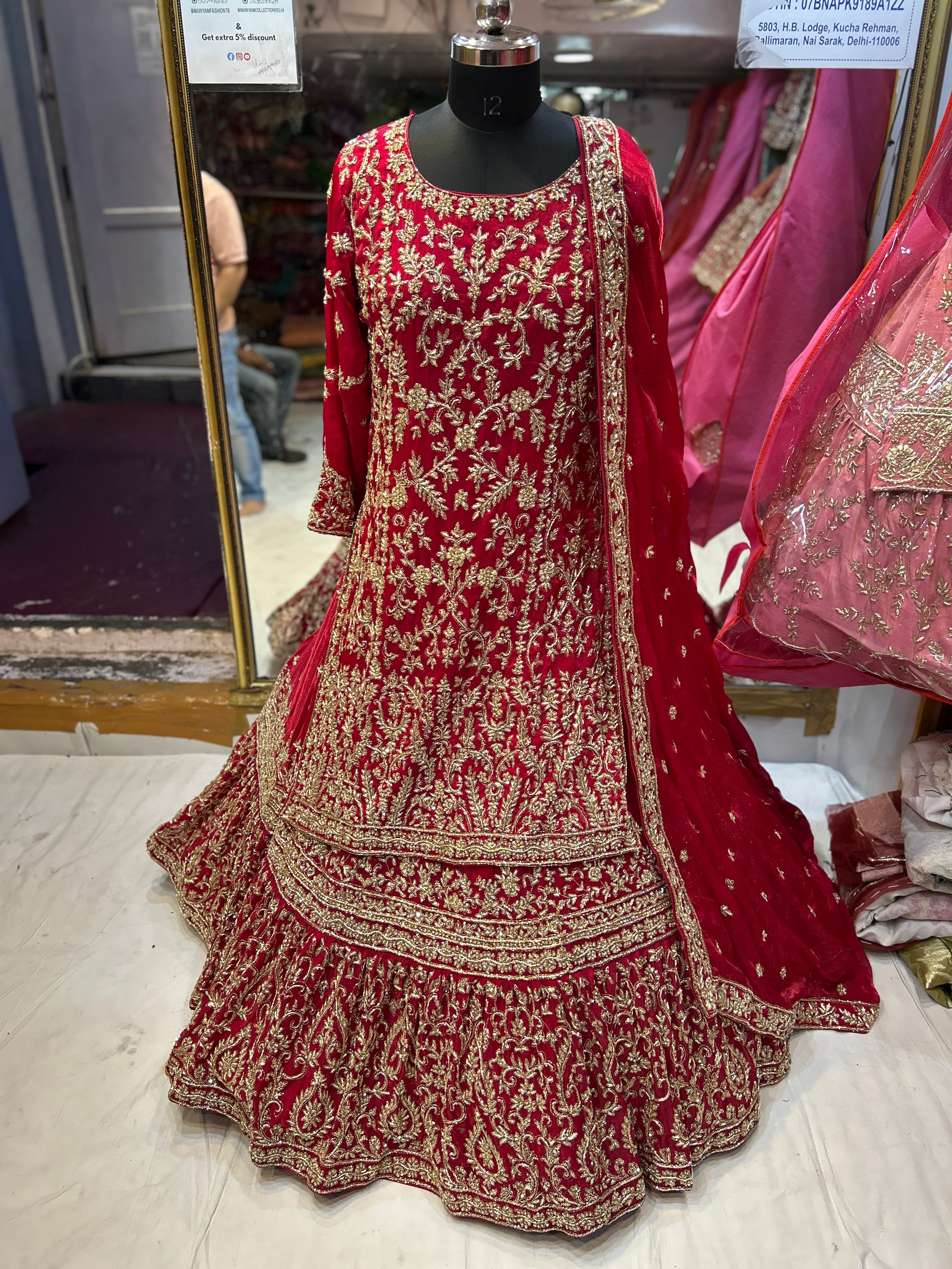 Something different red Peplum long Dress Farshi Gaharara Bridal Dress Muslim Special