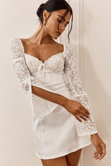 Ti Amo Lace Bust Long Sleeve Mini Dress White by Selfie Leslie