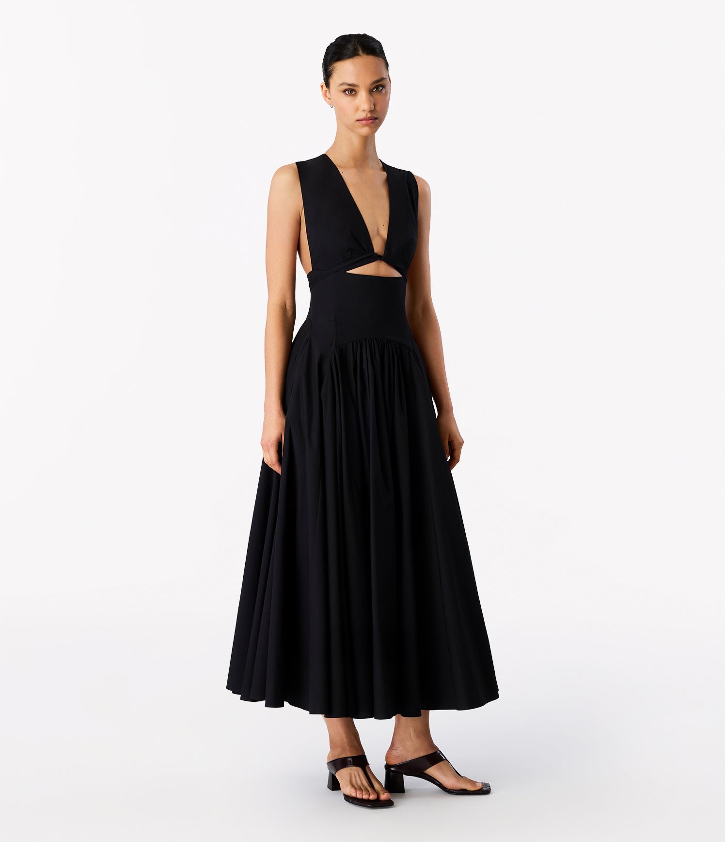Another Tomorrow Cutout Circle Dress in Black – Cotton Women's Dress