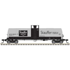 Atlas HO ACF 17,360-Gallon Tank Car - Ready to Run - Master(R) -- Stauffer Chemical ACFX #85273 (gray, white, black)