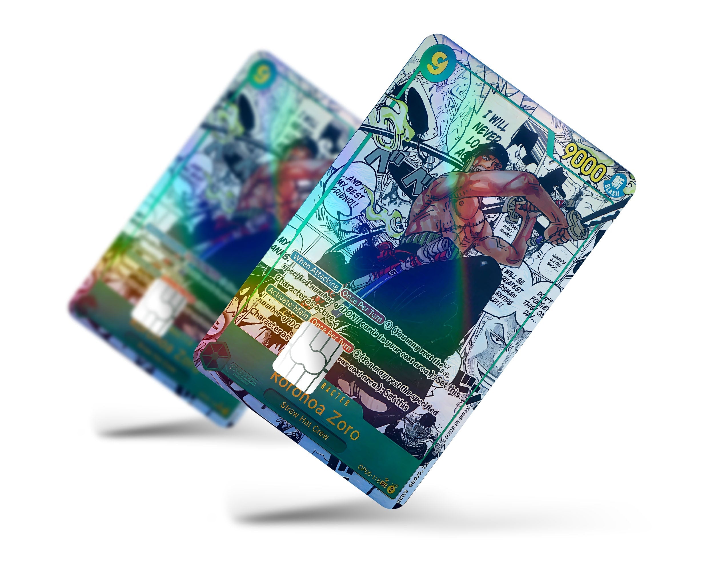 Anime Town Creations Holographic Credit Card Roronoa Zoro Manga Limited Edition One Piece Card Full Skins - Anime One Piece Holographic Credit Card Skin