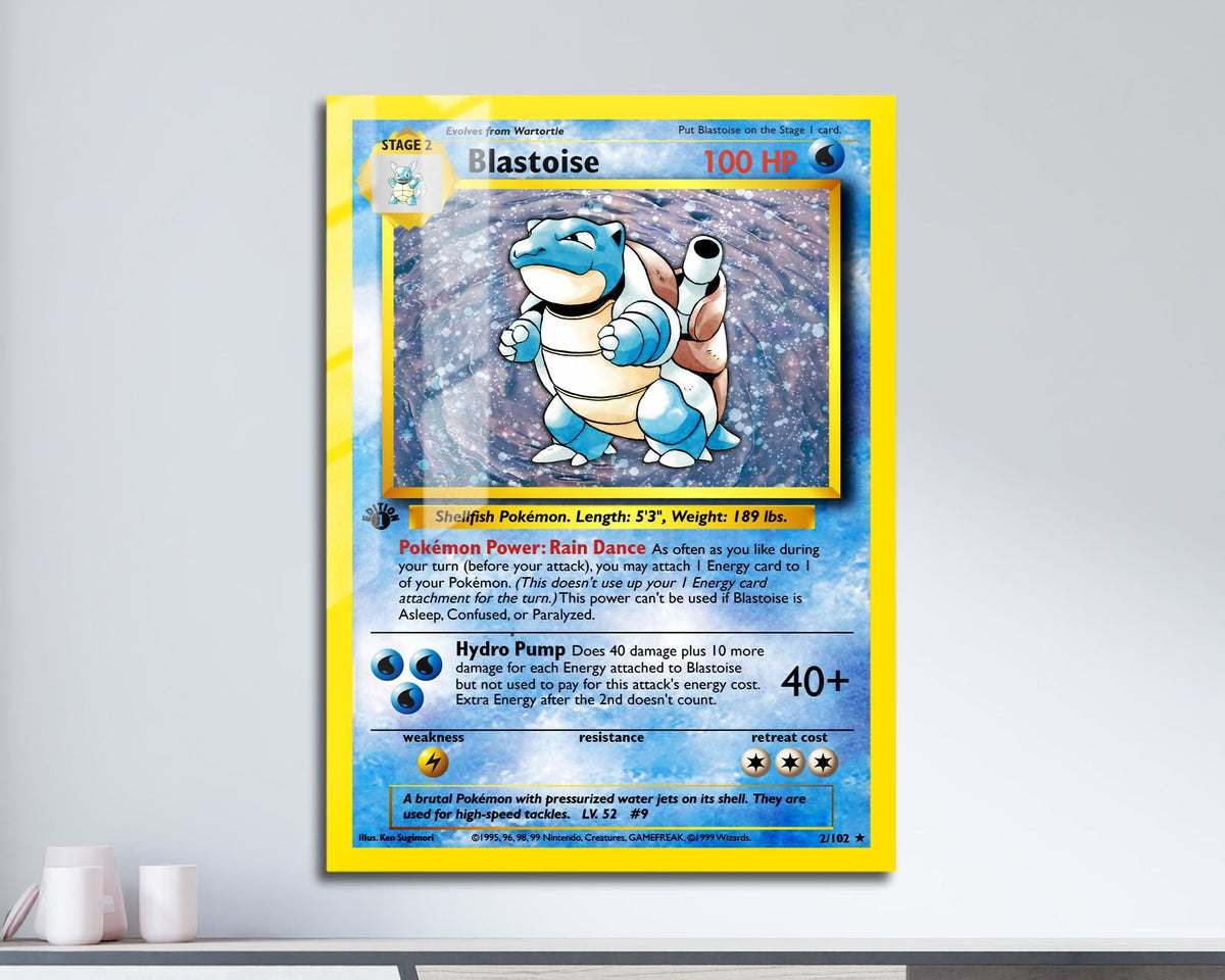 Anime Town Creations Metal Poster Pokemon Blastoise Card 11" x 17" Home Goods - Anime Pokemon Metal Poster