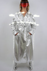 Vintage Sass Silver Lamé Trench Coat