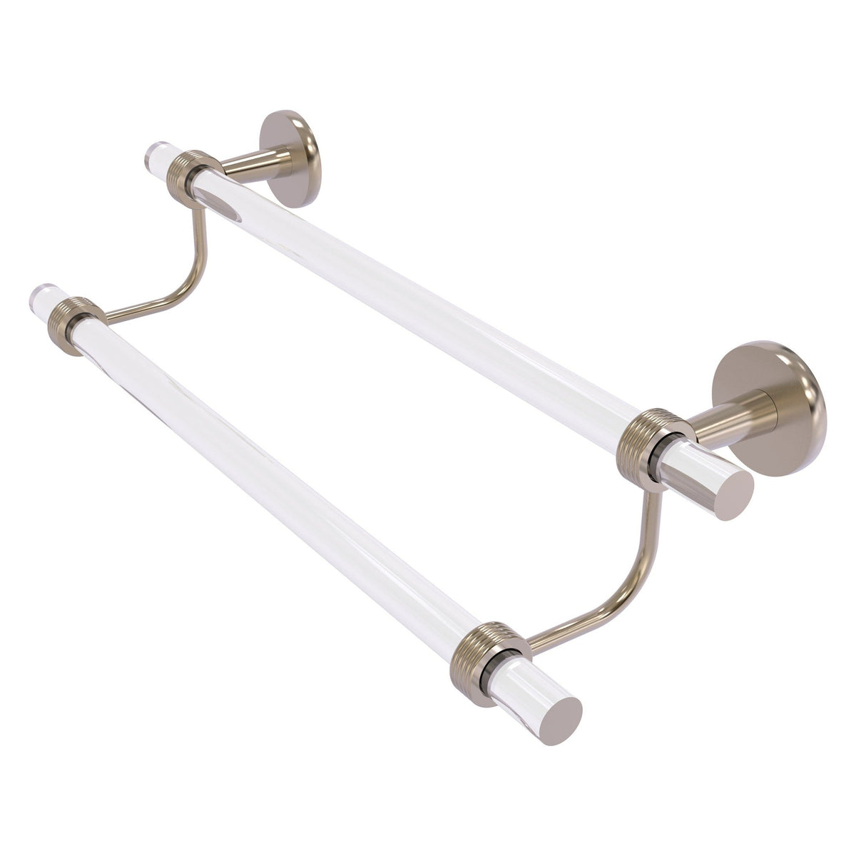 Allied Brass Clearview 40" x 5.5" Antique Pewter Solid Brass Double Towel Bar With Grooved Accents