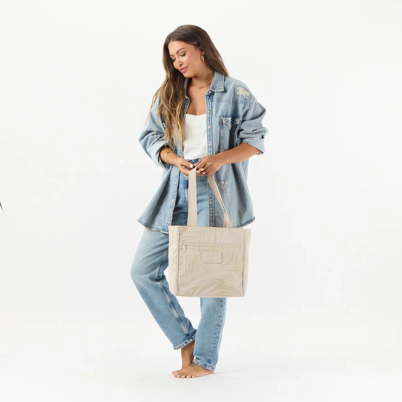 Aloha Collection "Areca" Go-To Tote - Latte/Sandstone-Tote Bag-Leilanis Attic