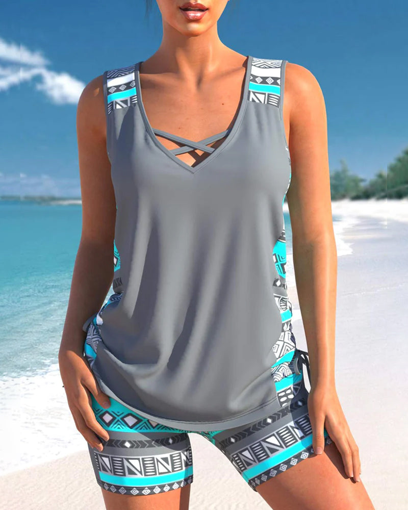 Amelia | Elegante, Comfortabele &amp; Geometrische Tankiniset voor Dames 0
