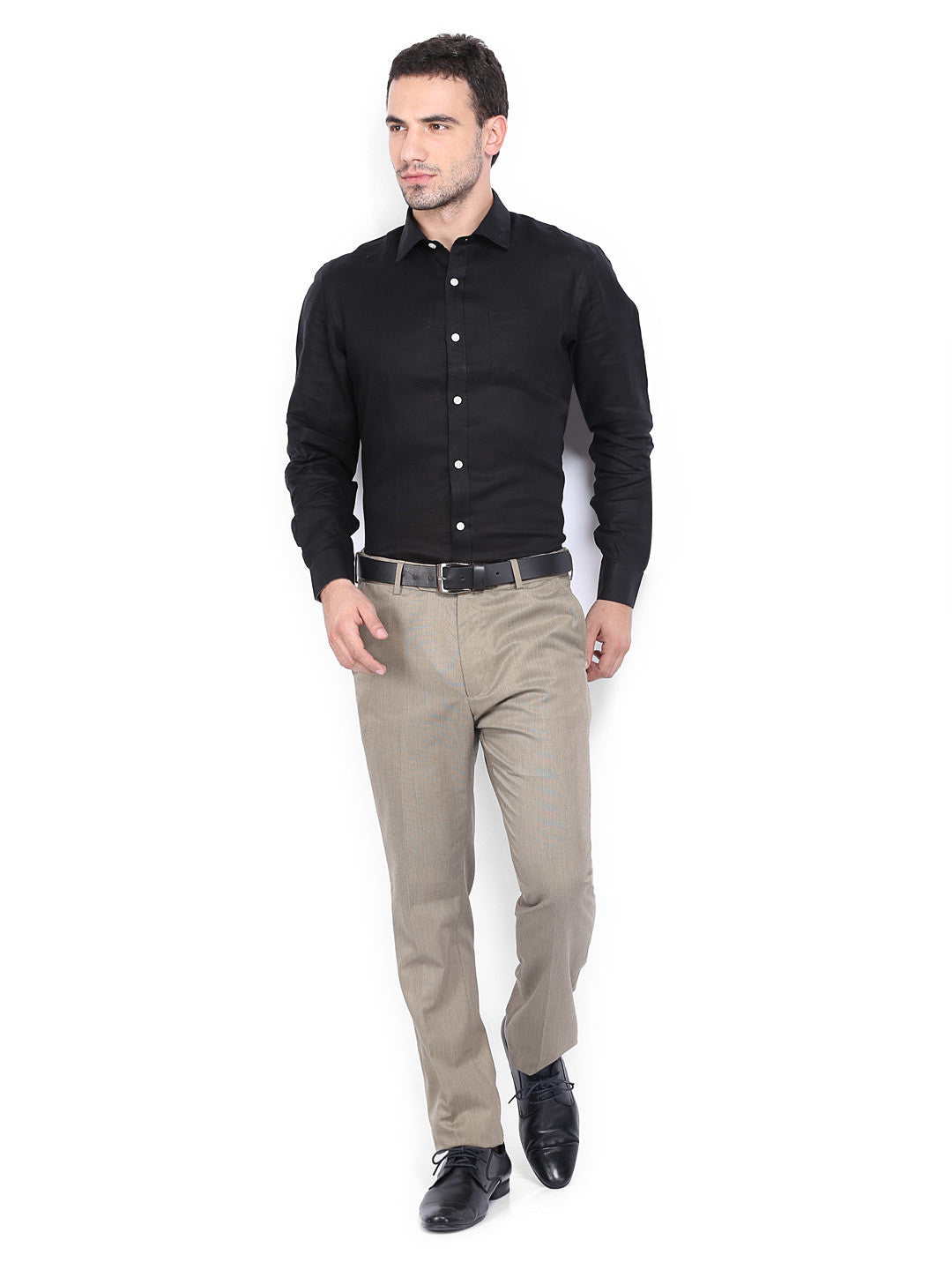 Arrow Men Black Linen Slim-Fit Formal Shirt