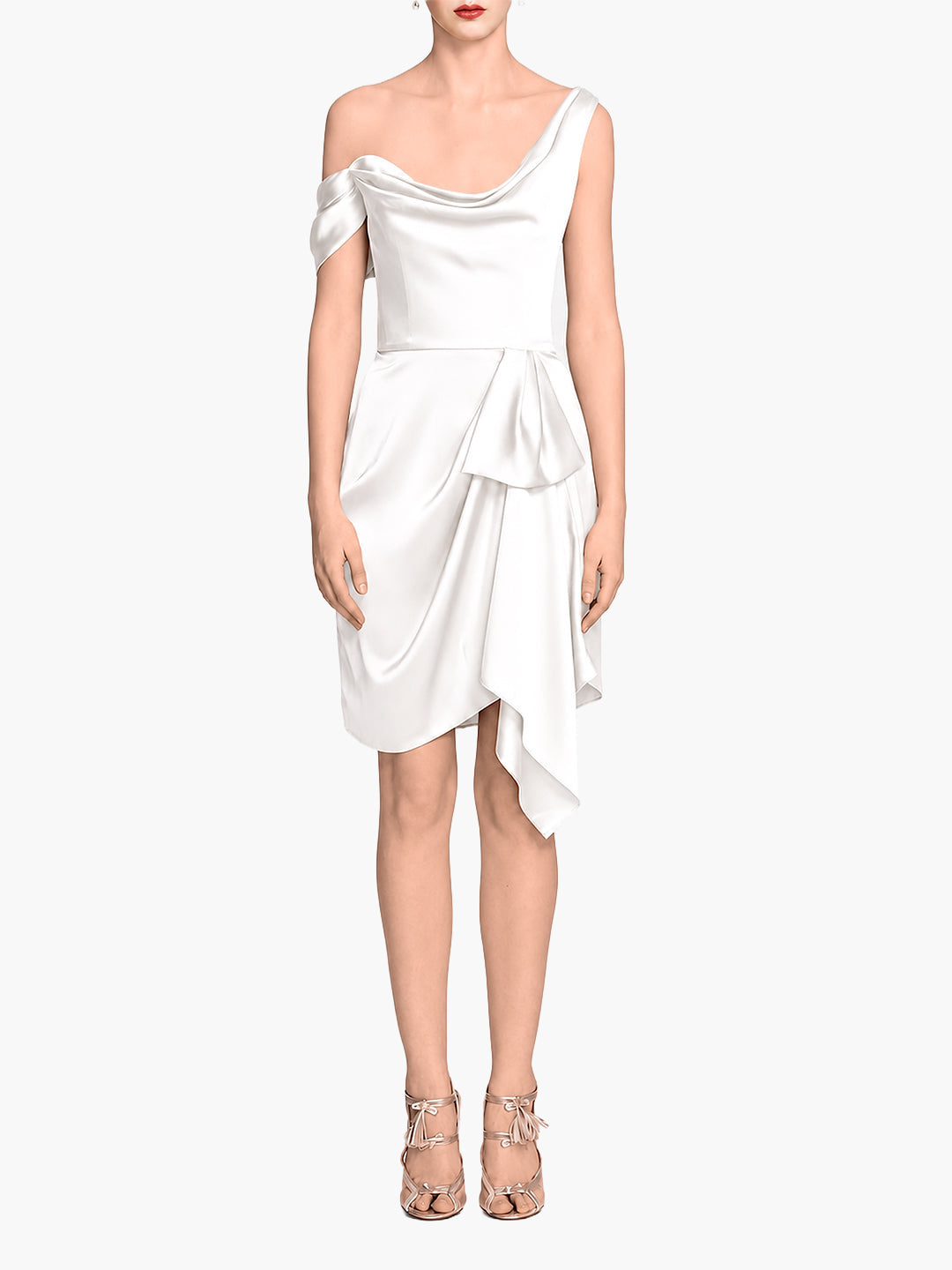 Asymmetric Satin Mini Dress