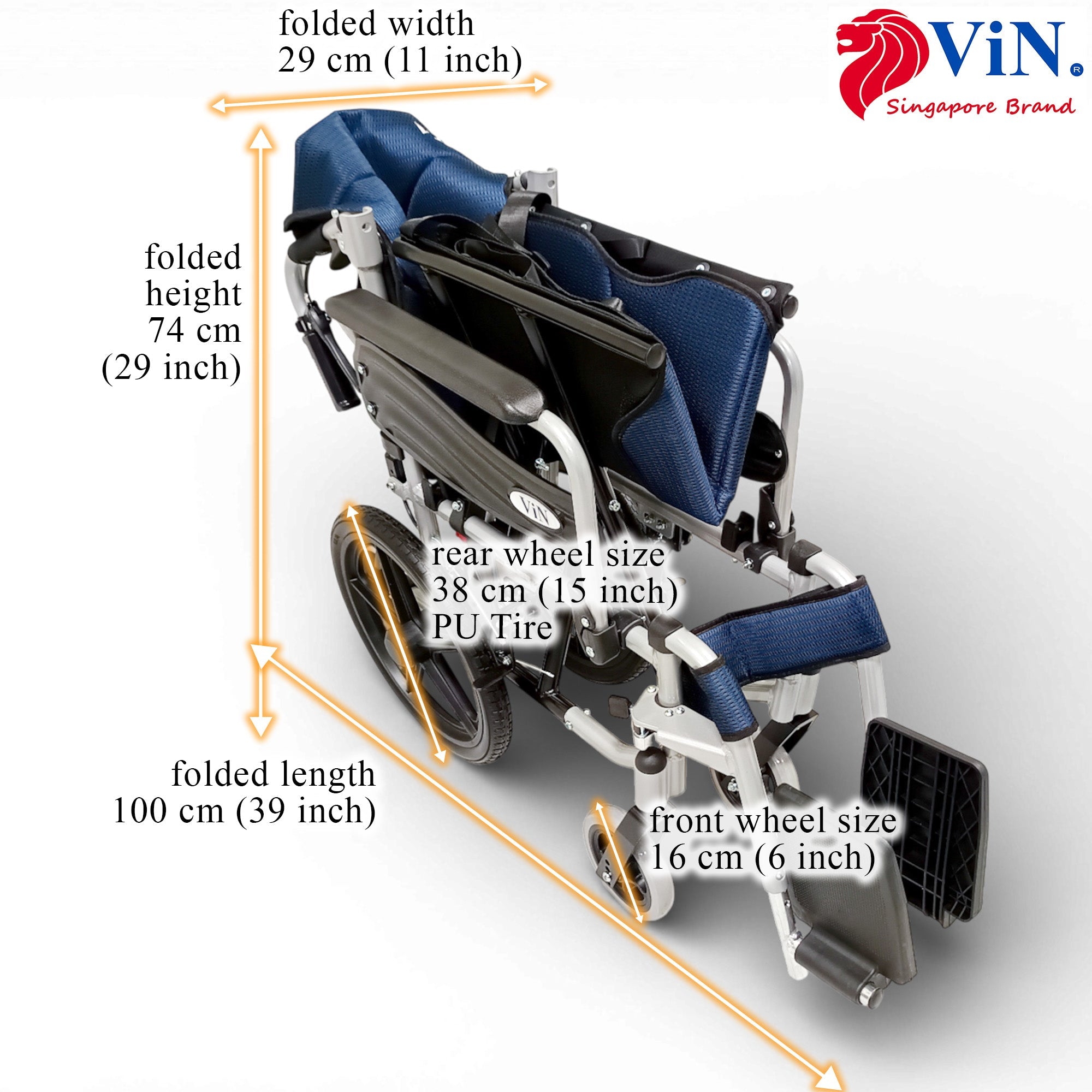 ViN-46A5S-20 pushchair wheelchair with 20 inch extra wide seat