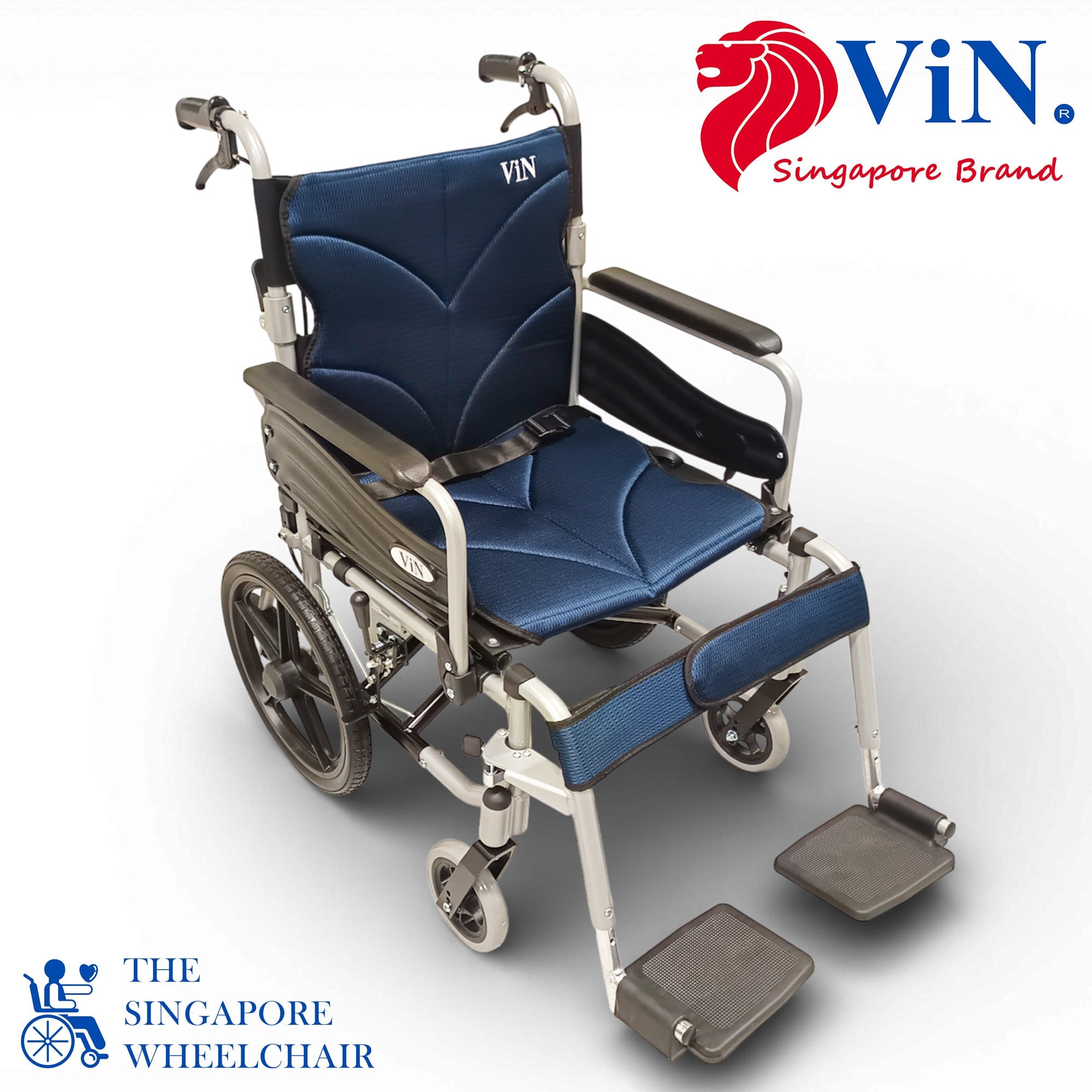 ViN-46A5S-20, 20 Inch Extra Wide Pushchair Wheelchair with Washable Cushion, Flip-up Armrest, Detachable Legrest and Anti Tipper