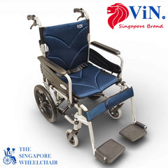 ViN-46A5S-20, 20 Inch Extra Wide Pushchair Wheelchair with Washable Cushion, Flip-up Armrest, Detachable Legrest and Anti Tipper