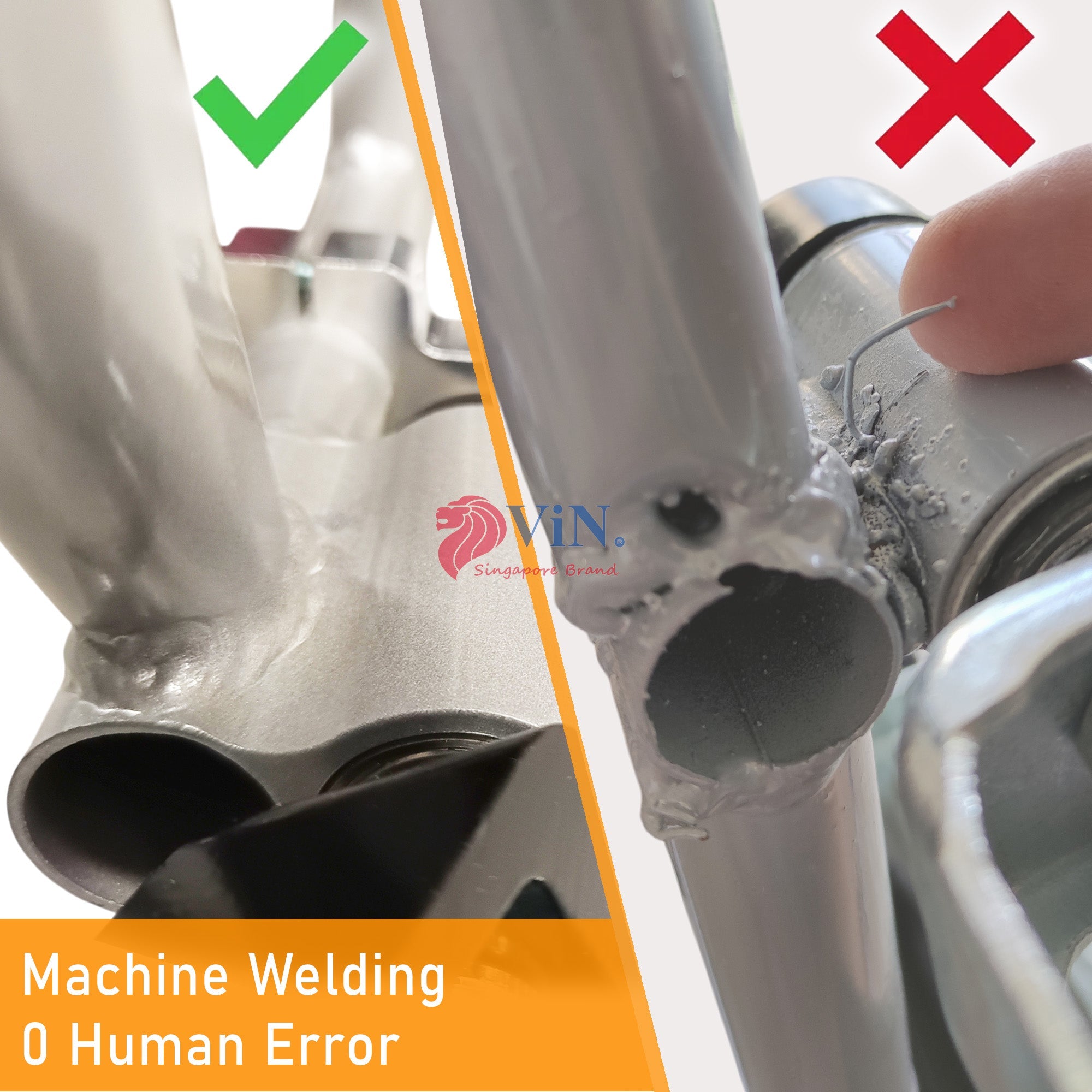 Comparison of brand ViN machine welding vs other brand manual welding