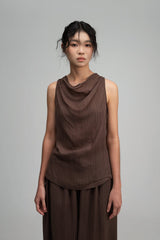 Soft Drape Neck Tank Top (Brown)