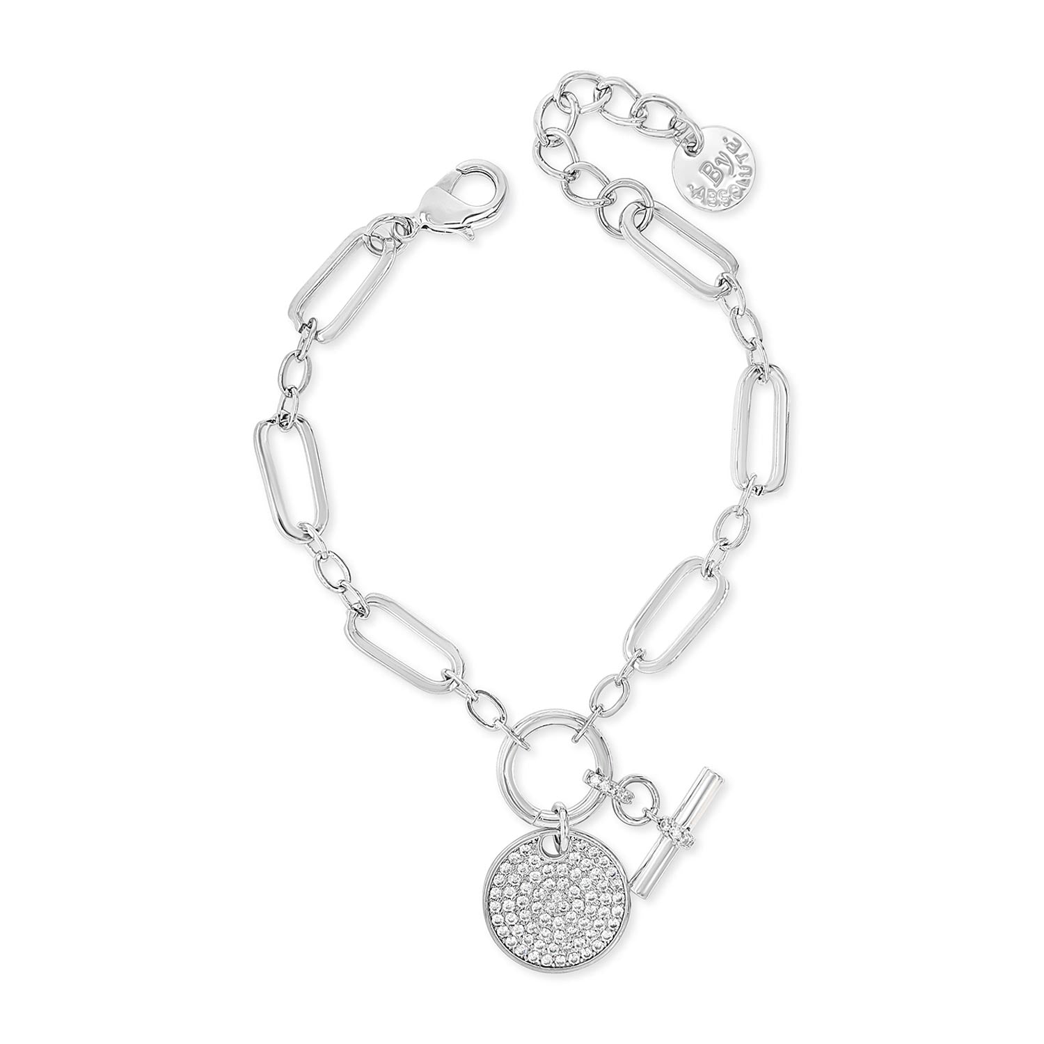 Absolute CZ T-Bar Chain Link Bracelet, Silver