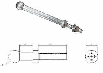 Travis 1" Ball Stud, 5.5" Length BS15T500M