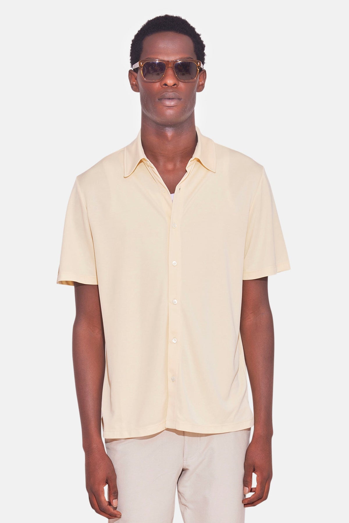 Short Sleeve Micro Pique Shirt Yellow