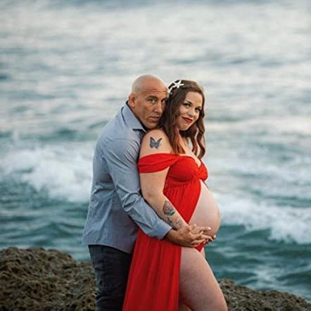 Baby Exo Maternity Chiffon Yarn Photoshoot Bump Dresses - Maternity Photoshoot Dress-mpd2204022-White • S