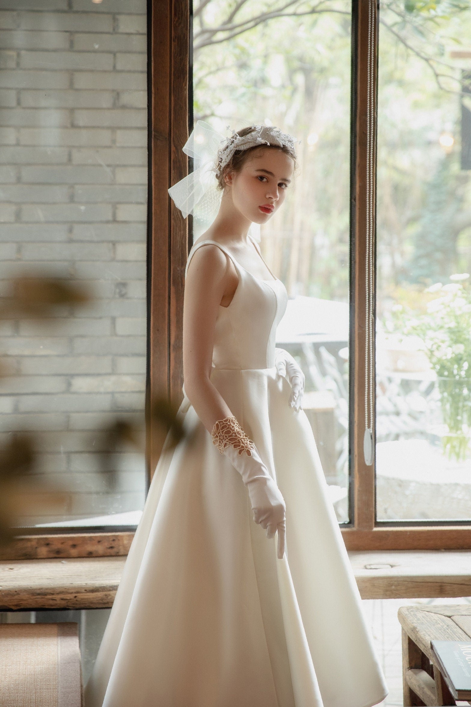 Open back wedding dress modern bridal dress  Audrey hepburn Backless Wedding dress