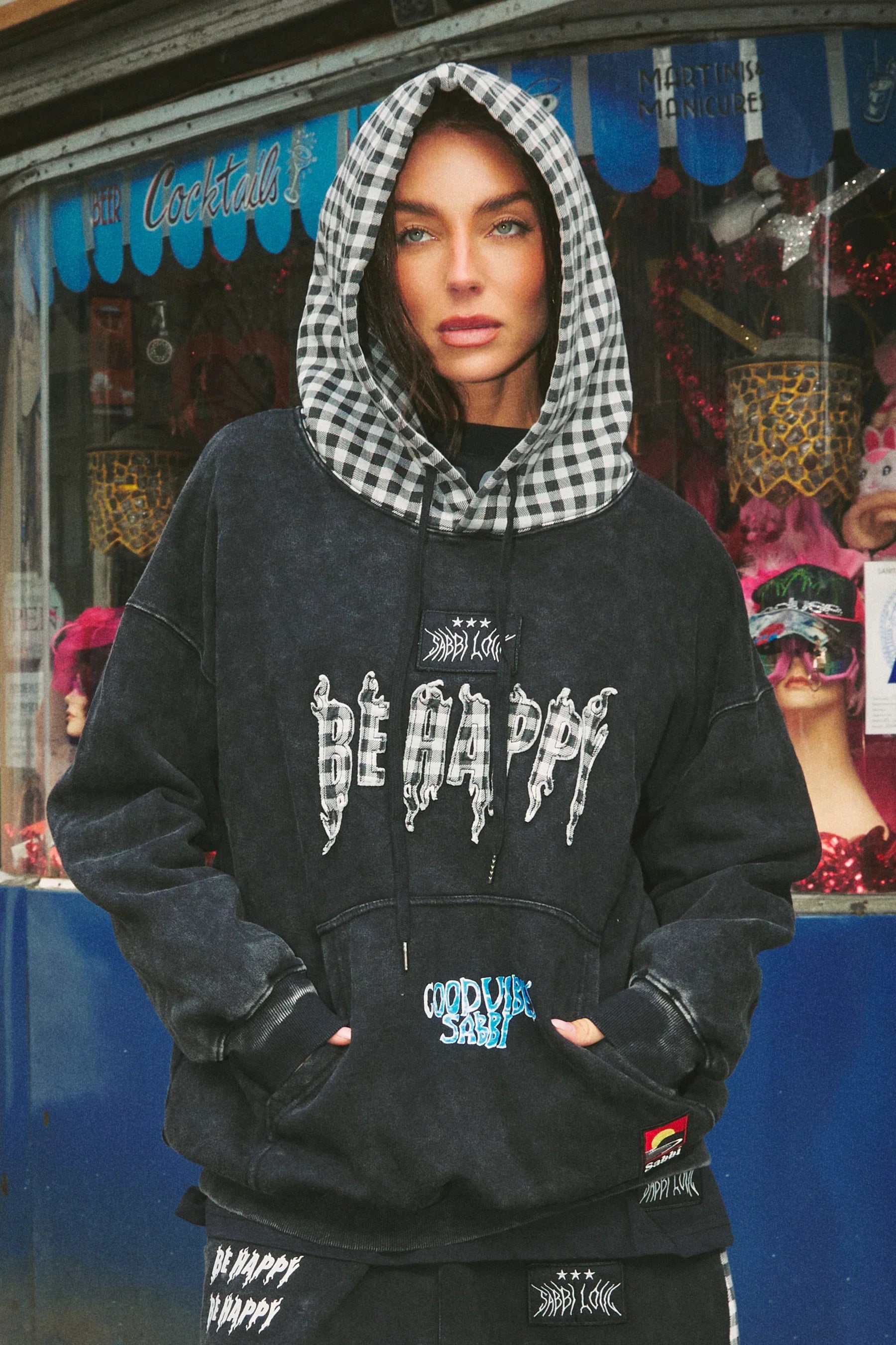 Be Happy Gingham Hoodie