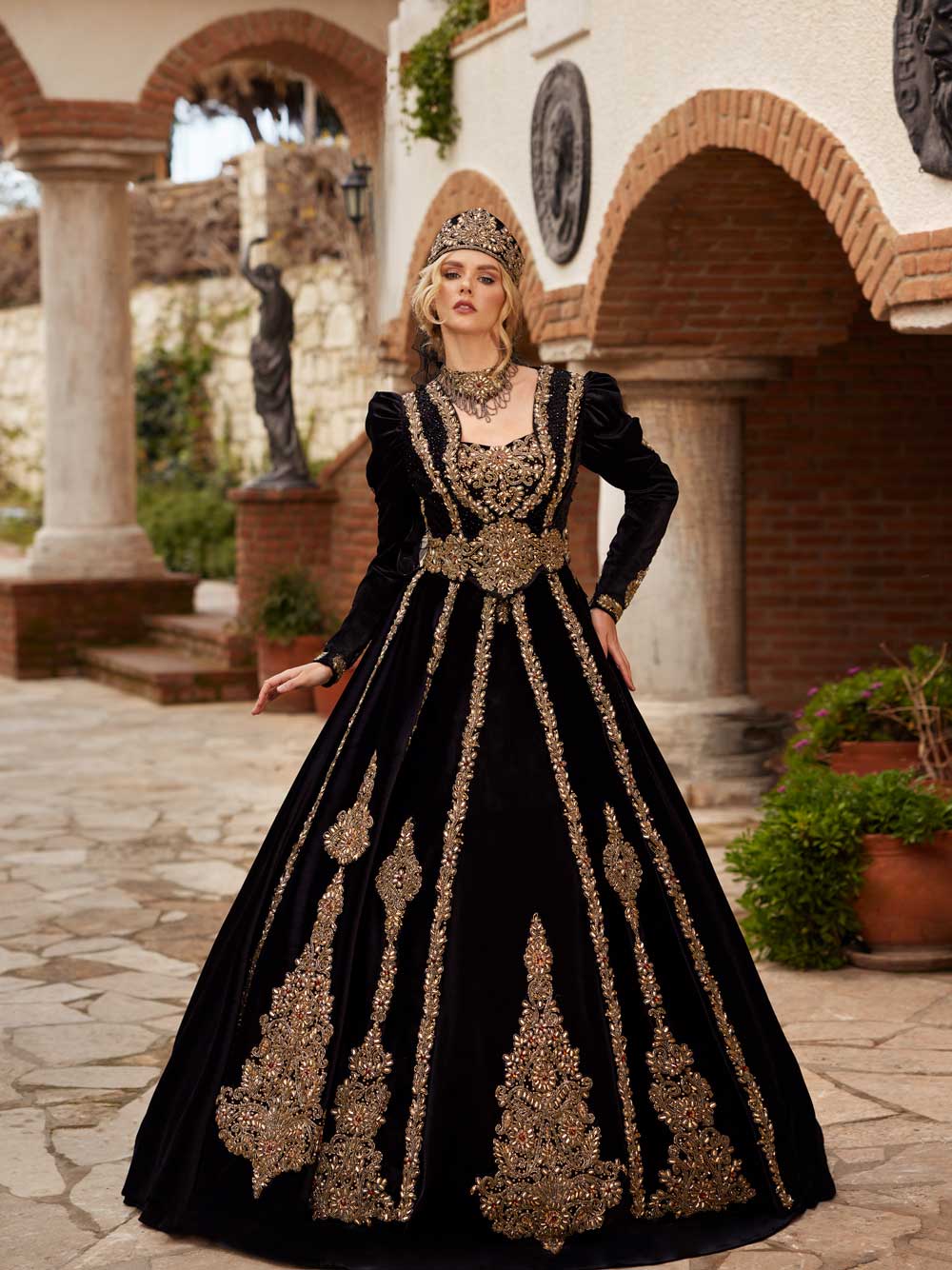 buy affordable Black Velvet Gold Embroidered Floral Designer Henna Party Wear Wedding Bridal Dress online henna dresses