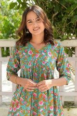 Blue Floral Alia Dress / Kurta
