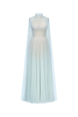 Blue smocked lace maxi dress by Montsand featuring delicate lace details and flowing fabric for elegant summer wear.