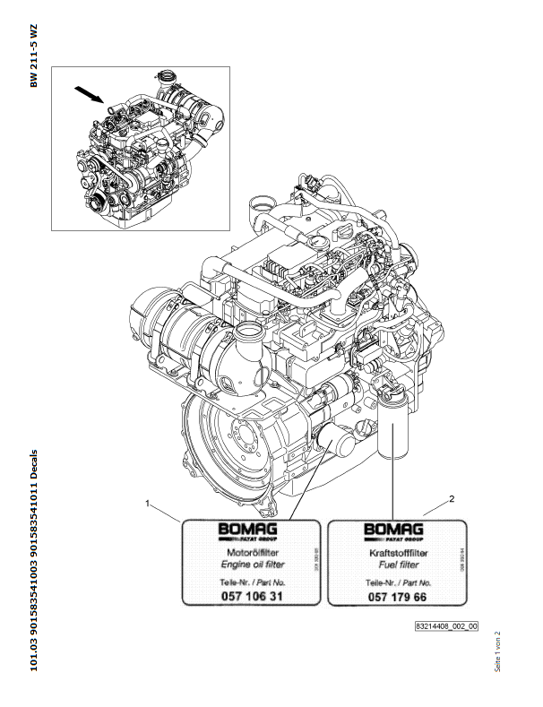 Bomag BW 211 PD-50 Single Drum Vibratory Roller Parts Catalogue Manual 00824195 - PDF File Download
